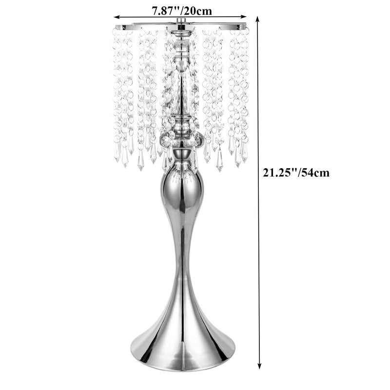 LANLONG Set of 2 Crystal Centerpieces for Tables Silver Metal Flower Vase Stand for Wedding Party Reception Home Decor - Image 5